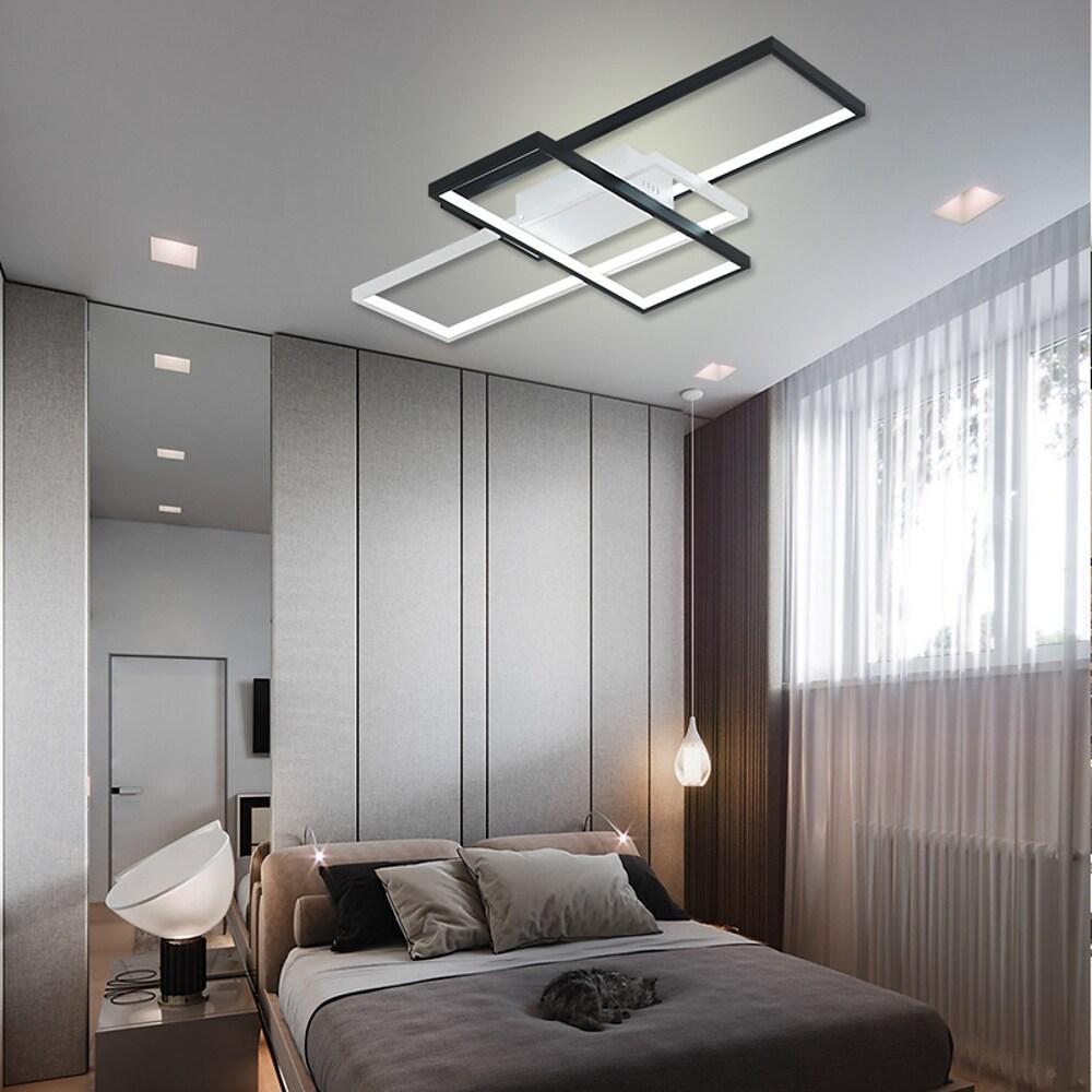 Multi Rectangle Large Flush Mount Ceiling Light with 3 Integrated Tiered Lights