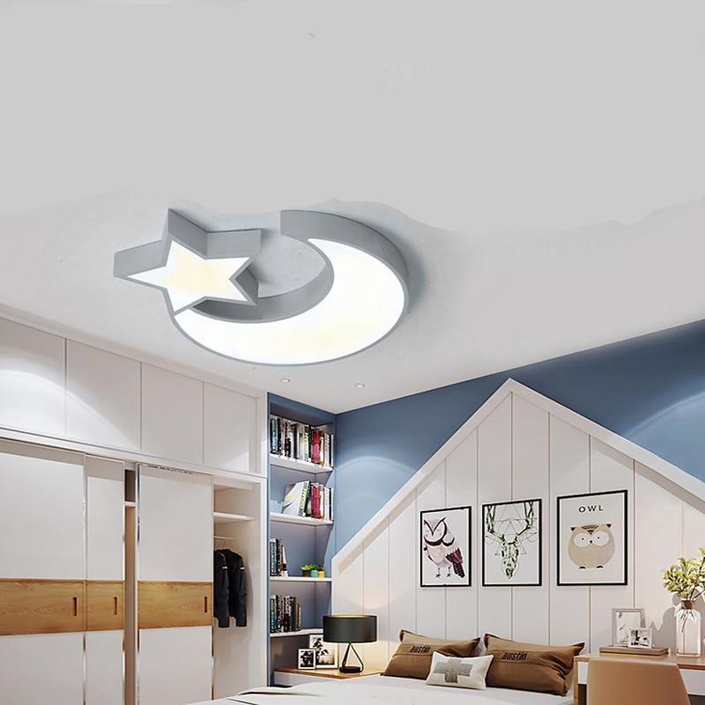 Star Moon Flush Mount Ceiling Light LED Metal Dimmable Baby Kids Lights