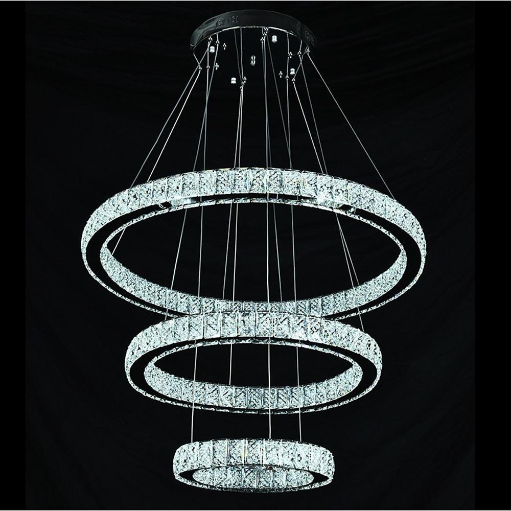 Geometrical Design Circle Chandelier Metal Crystal Ceiling Light